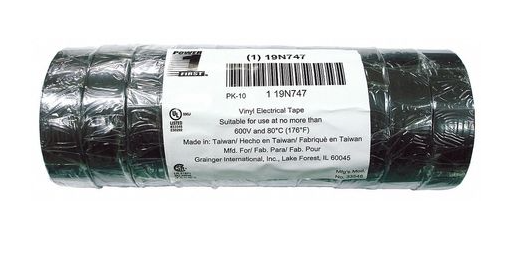 Electrical Tape, 7 mil, 3/4"x60 ft., Black, (10 pack)