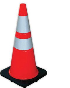 JBC 28"/36" Orange PVC Revolution Series 1-Piece Traffic Cone with Black Base/4"/6" 3M Reflective Collar - New England Safety Supply