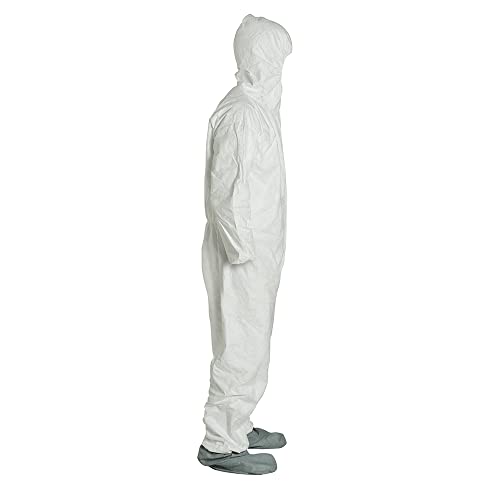 DuPont Tyvek 400 Disposable Protective Coverall with Elastic Cuffs, Attached Hood and Boots, White (Pack of 25) - New England Safety Supply