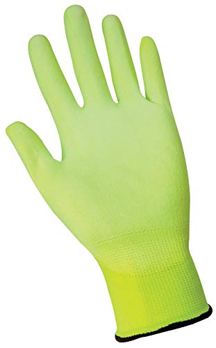 Global Glove PUG11 Polyurethane/Nylon Glove, Work, Large, White (Case of 144),Yellow