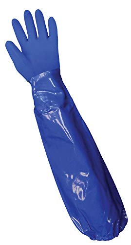 Global Glove 8690 FrogWear Premium Super Flexible PVC Glove with Sleeve, Chemical Resistent, Large, Blue (Case of 72)