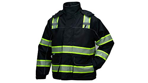 Pyramex RPB35 Series Teflon Coated Waterproof Black Parka ANSI Type O Class 1 with quilted lining - New England Safety Supply