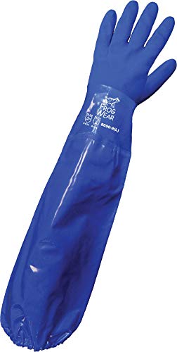 Global Glove 8690 FrogWear Premium Super Flexible PVC Glove with Sleeve, Chemical Resistent, Large, Blue (Case of 72)
