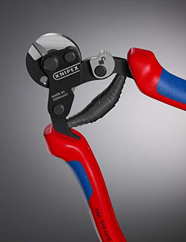 KNIPEX Tools - Wire Rope Cutters, Multi-Component (9562160), 6-Inch, w/ Lock and Spring