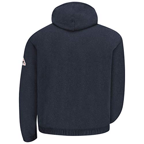 Bulwark Flame Resistant 8 oz Modacrylic Fleece Zip-Front Hooded Sweatshirt, Navy - New England Safety Supply