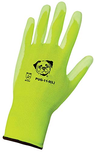 Global Glove PUG11 Polyurethane/Nylon Glove, Work, Large, White (Case of 144),Yellow