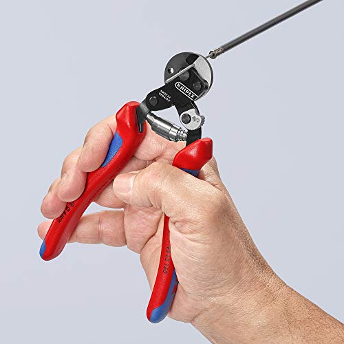 KNIPEX Tools - Wire Rope Cutters, Multi-Component (9562160), 6-Inch, w/ Lock and Spring