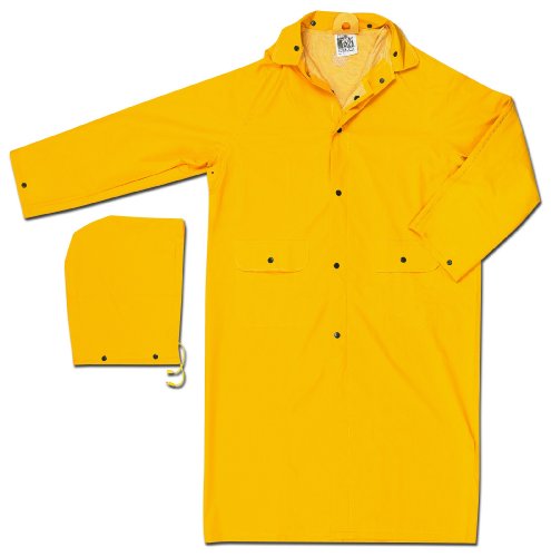 MCR Safety 200CX2 49-Inch Classic PVC/Polyester Coat with Detachable Hood, Yellow - New England Safety Supply