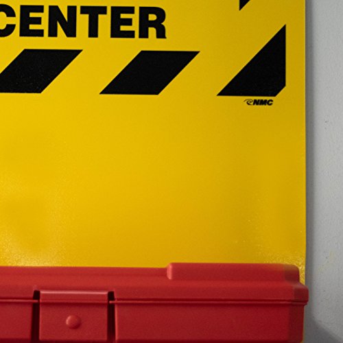 NMC LORK2 SAFETY LOCKOUT CENTER – 14 in. x 16 in. Styrene Electrical Lockout Backboard with Rack, Black Text on Yellow Base - New England Safety Supply