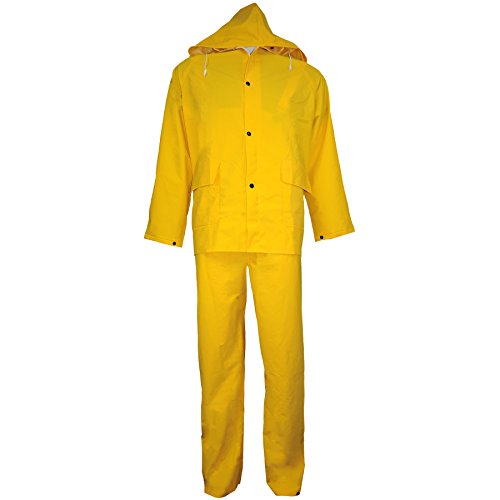 Global Glove R8900 FrogWear 3 Piece Corduroy Collar PVC Rainsuit, 8X-Large, Yellow (Case of 12)