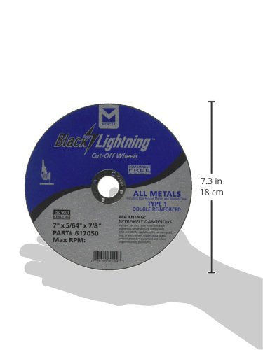 Mercer Industries 617050 Type 1 Double Reinforced Cut-Off Wheel, All Metals Cutting, including SS, 25 Pack, 7" x 5/64" x 7/8"