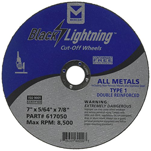 Mercer Industries 617050 Type 1 Double Reinforced Cut-Off Wheel, All Metals Cutting, including SS, 25 Pack, 7" x 5/64" x 7/8"