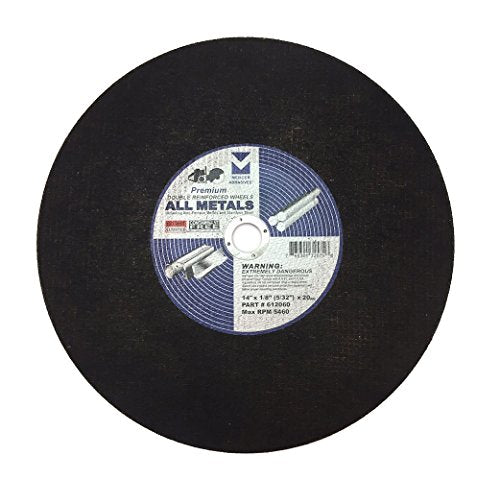 Mercer Industries 612060 Gas Saw Cut-Off Wheels for All Metals, 14" x 1/8"(5/32") x 20mm, 10 Pack