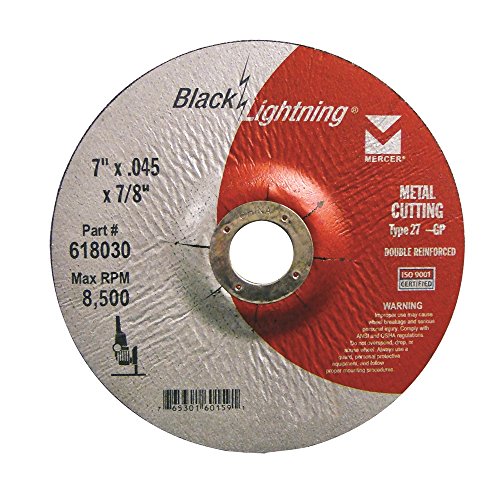 Mercer Industries 618030 - 7" x .045 x 7/8" Type 27 Black Lightning Cut-Off Wheels for Metal (25 pack)