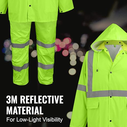 Global Glove - GLO-8000-L GLO-8000 - FrogWear HV - 3-Piece High-Visibility Rain Suit - Large