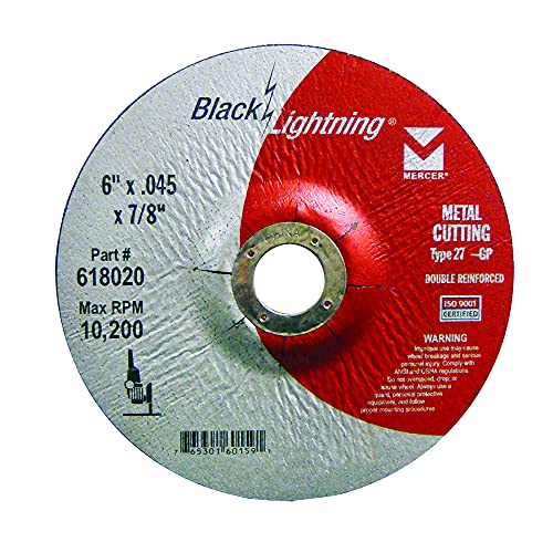 Mercer Industries 618020 - 6" x .045 x 7/8" Type 27 Black Lightning Cut-Off Wheels for Metal (25 pack)