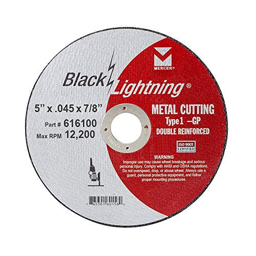 Mercer Industries 616100 - 5" x .045 x 7/8" Type 1 Black Lightning Cut-Off Wheels for Metal (25 pack)