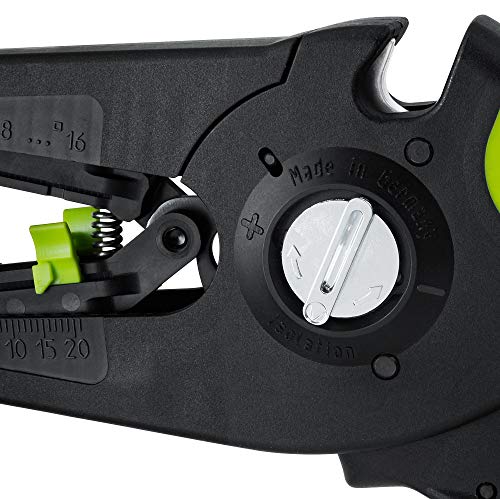 Rennsteig 707 040 MultiStrip Stripper (Adjustable Wire Stripping 0.08 – 16 mm2, Length 195 mm, Blade Change Toolless), Abisolierzange