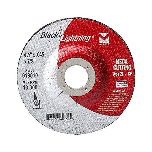 Mercer Industries 618010 - 4-1/2" x .045 x 7/8" Type 27 Black Lightning Cut-Off Wheels for Metal (50 pack)