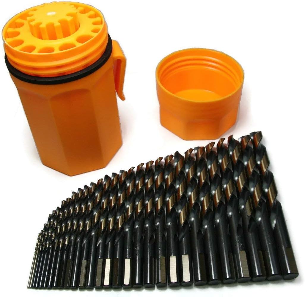 Norseman Super Premium Magnum 29 Piece Drill Bit Set - Orange Ultradex - 46962-135 Degree Split Point - Round Shank With Three Flats