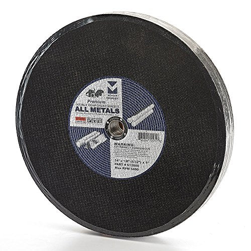 Mercer Industries 612050-14" x 1/8"(5/32") x 1" Gas Saw Cut-Off Wheels for All Metals (10 pack)