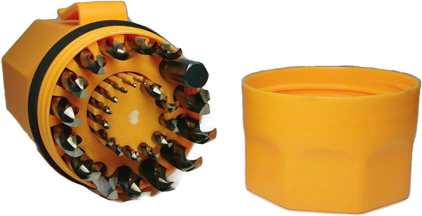 Norseman Super Premium Magnum 29 Piece Drill Bit Set - Orange Ultradex - 46962-135 Degree Split Point - Round Shank With Three Flats