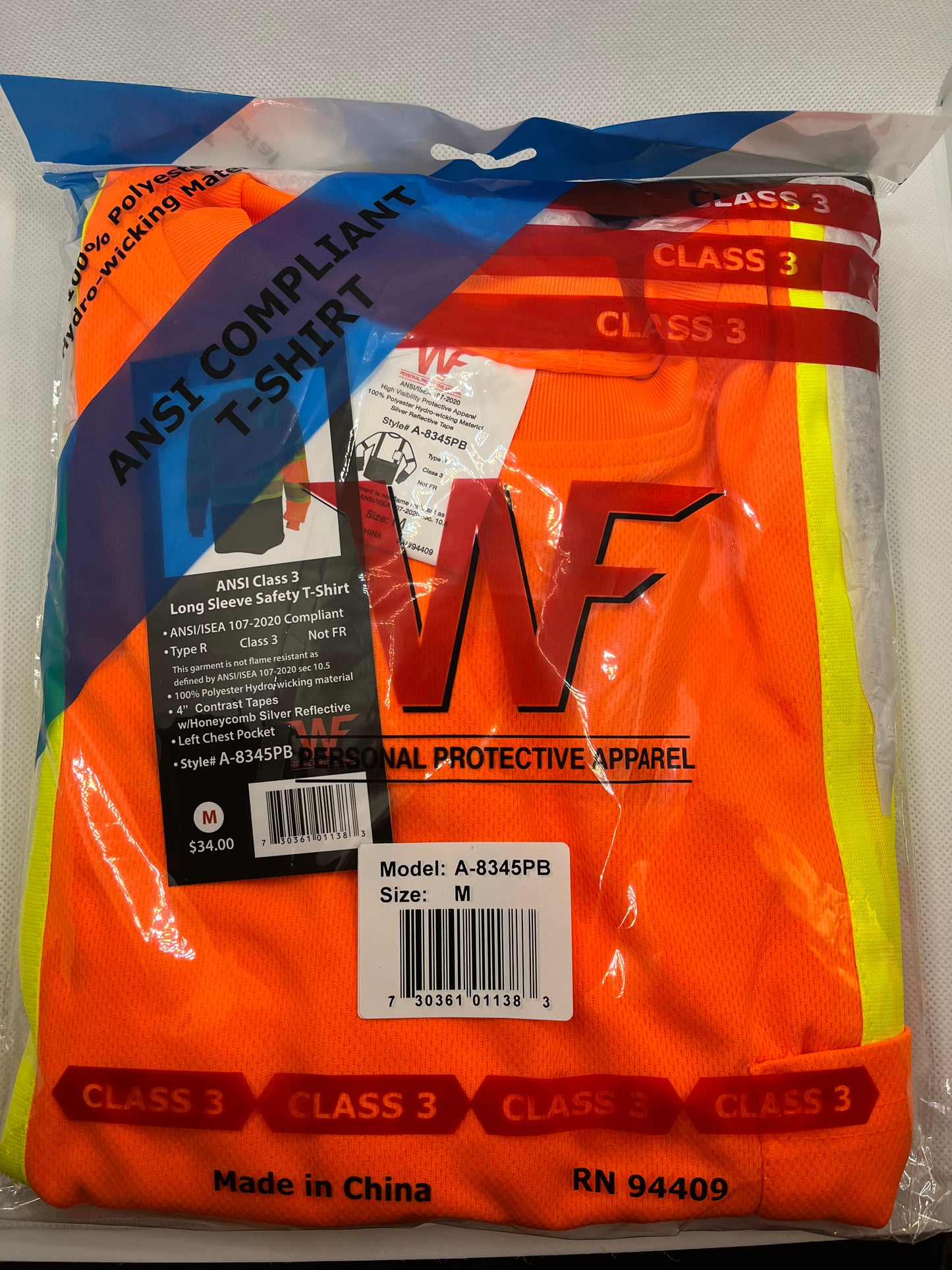 Work Force Class 3 Orange Reflective Long Sleeve Honey Comb