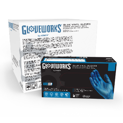 "GLOVEWORKS®" 3 MIL BLUE VINYL LATEX FREE GLOVES (CASE) - New England Safety Supply