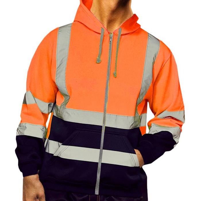Men Workwear High Visibility Reflective Sweatshirt Hooded - New England Safety Supply