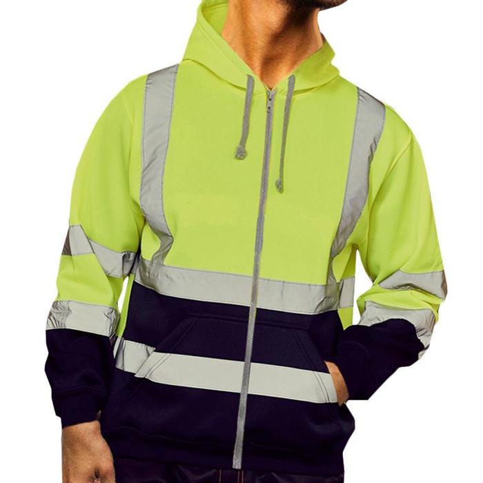 Men Workwear High Visibility Reflective Sweatshirt Hooded - New England Safety Supply