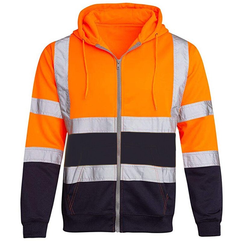 Men Workwear High Visibility Reflective Sweatshirt Hooded - New England Safety Supply