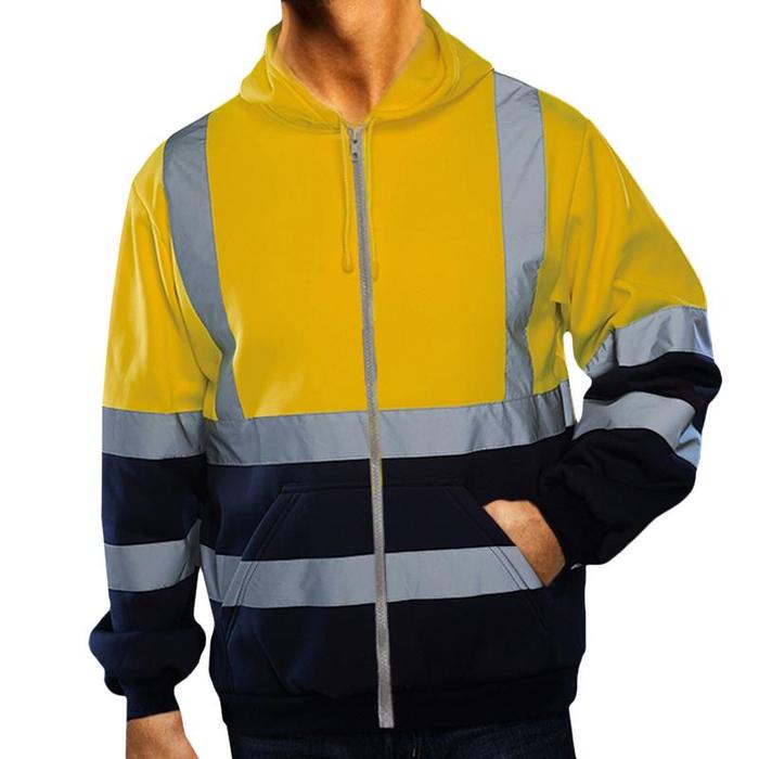 Men Workwear High Visibility Reflective Sweatshirt Hooded - New England Safety Supply