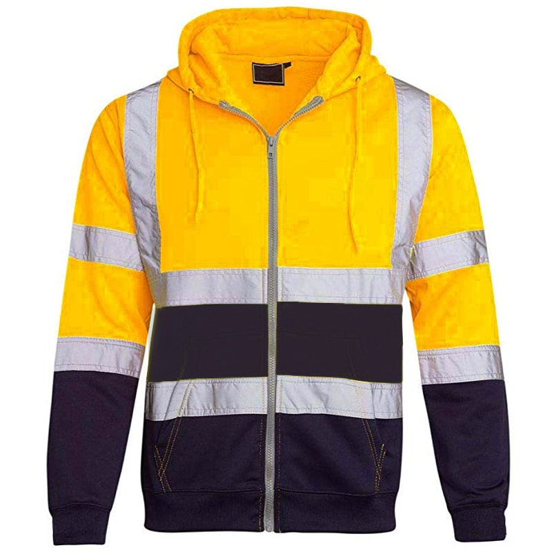 Men Workwear High Visibility Reflective Sweatshirt Hooded - New England Safety Supply