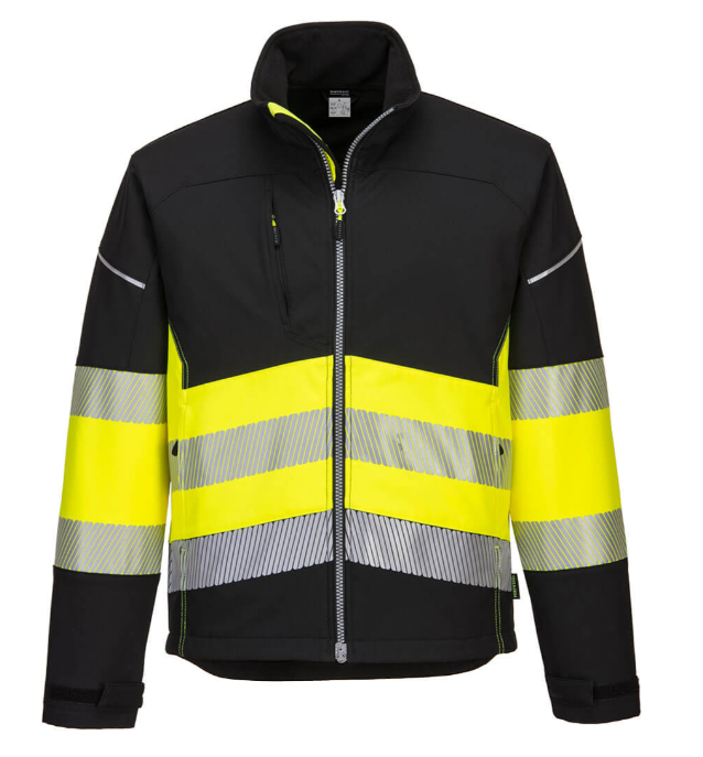 Hi-Vis Class 1 Softshell Jacket Black/Yellow - New England Safety Supply