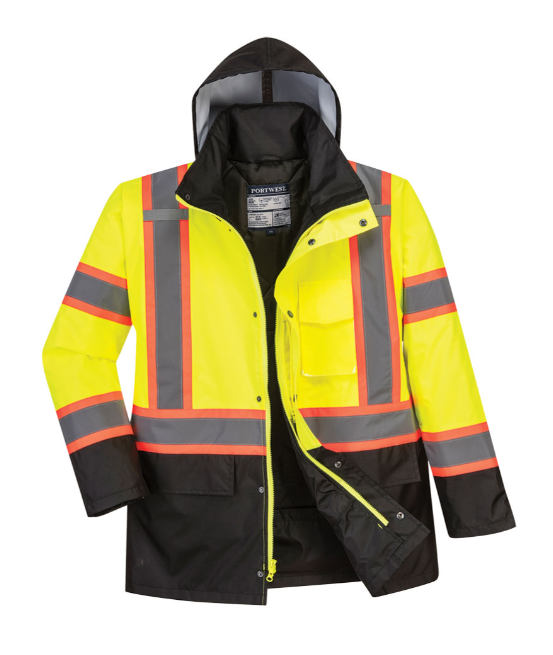Hi-Vis Contrast Tape Traffic Jacket Yellow/Black - New England Safety Supply