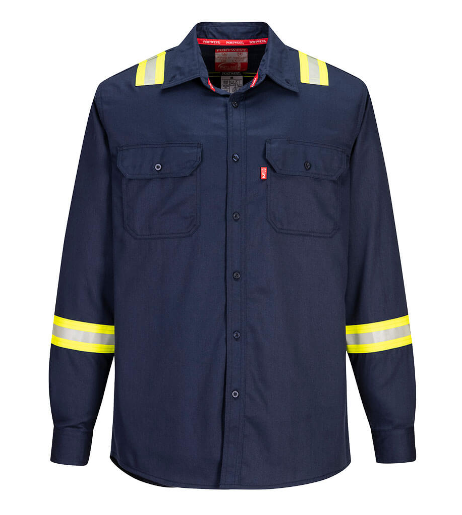 FR706 - Bizflame 88/12 FR Taped Shirt Navy - New England Safety Supply