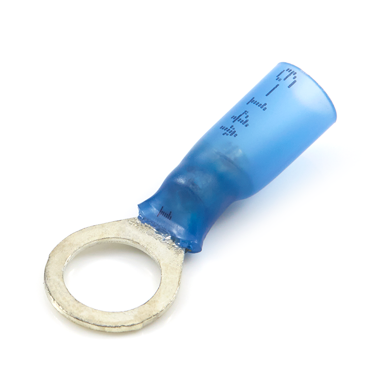 3M Scotchlok Ring Terminal, 16-14 GA, 5/16" Stud, Blue Heat Shrink Insulated (20 Pack)