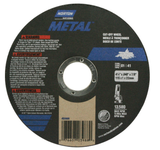 Norton Cutoff Blades —5-Pk., 4 1/2in. x .04in. x 7/8in., 13,580 RPM (5 Pack) - New England Safety Supply