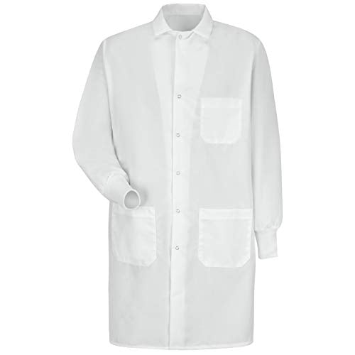 Red Kap Unisex Specialized Cuffed Lab Coat with 3 Front Pockets, White - New England Safety Supply