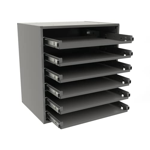 Durham 308B-95 Gray Cold Rolled Steel Bearing Rack for 6 Small Metal Compartment Boxes, 15-9/16" Width x 16-3/8" Height x 11-7/8" Depth