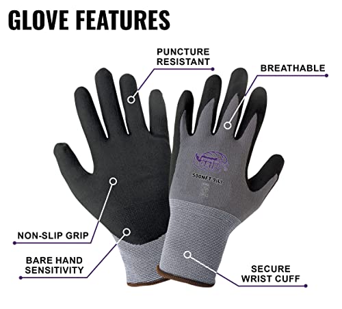 Global Glove unisex adult General Purpose Work Gloves, Black/Grey, Large Pack of 12 US