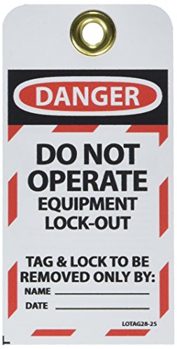 NMC Danger DO NOT Operate Equipment Lock-Out TAG & Lock to BE Removed ONLY by: Tag - [Pack of 10] 3 in. x 6 in. Vinyl 2 Side Danger Tag - New England Safety Supply