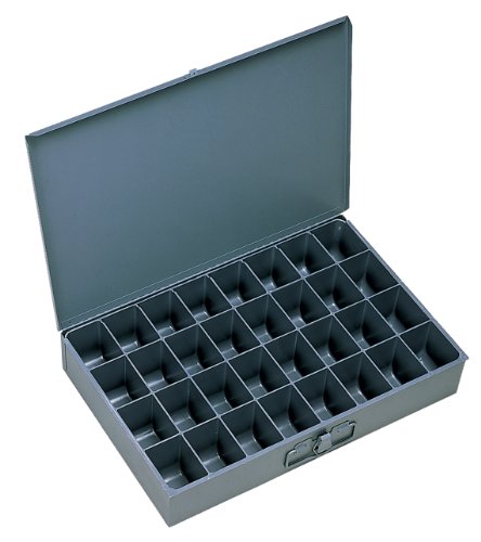 Durham 107-95-IND Gray Cold Rolled Steel Individual Large Scoop Box, 18" Width x 3" Height x 12" Depth, 32 Compartment
