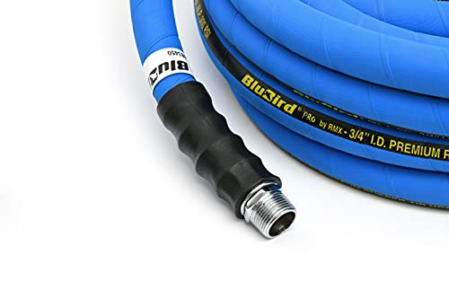 BLUBIRD BB3450 3/4" x 50' Rubber Air Hose, 100% Rubber, Lightest, Strongest, Most Flexible, 300 PSI, 50F to 190F Degrees, Ozone Resistant, High Strength Polyester Braided
