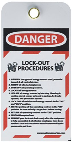 NMC Danger DO NOT Operate Equipment Lock-Out TAG & Lock to BE Removed ONLY by: Tag - [Pack of 10] 3 in. x 6 in. Vinyl 2 Side Danger Tag - New England Safety Supply