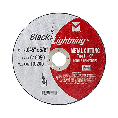 Mercer Industries 616050 - 6" x .045 x 5/8" Type 1 Black Lightning Cut-Off Wheels for Metal (25 pack)