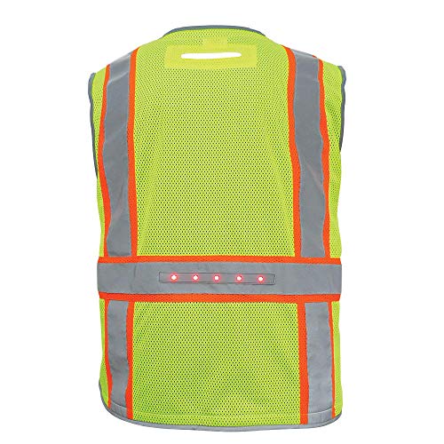 Global Glove GLO-15LED - FrogWear HV - Premium High-Visibility Surveyors LED Safety Vest - X-Large