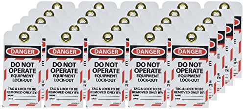 NMC Danger DO NOT Operate Equipment Lock-Out TAG & Lock to BE Removed ONLY by: Tag - [Pack of 10] 3 in. x 6 in. Vinyl 2 Side Danger Tag - New England Safety Supply