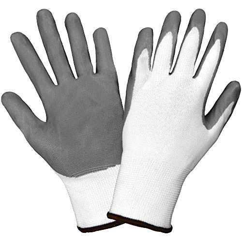Global Glove 550E Gripster Economy Ultra Light Nitrile Glove with Knit Wrist Liner, Work, Medium, Gray/White (Case of 72)