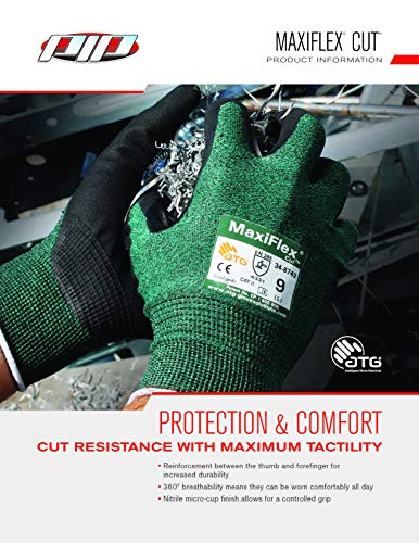 PIP MaxiFlex Cut Resistant Nitrile Coated Work Gloves with Green Knit Shell and Premium Nitrile Coated Micro-Foam Grip on Palm & Fingers (6 Pairs) - New England Safety Supply